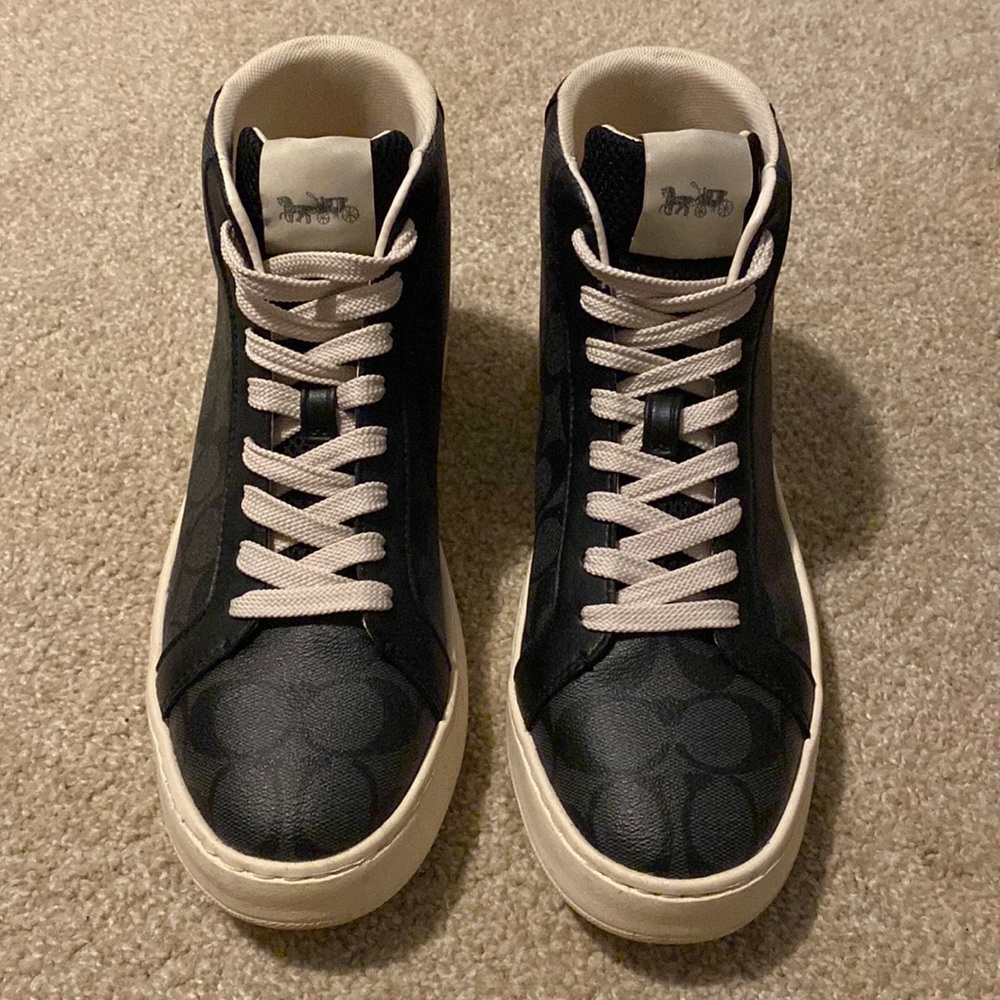 Coach black leather high tops